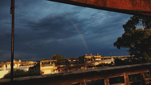 Panoramic view of city against sky during sunset