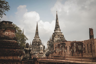 Panoramic view of old temple building against sky