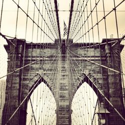 Low angle view of suspension bridge