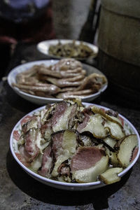 Close-up of food in bowl on table