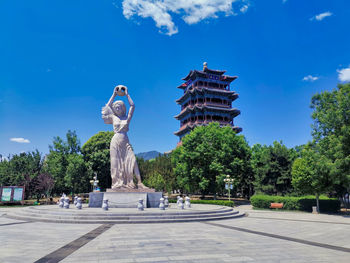 Beijing mentougou yongding tower and yongding river mother statue