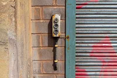 Close-up of old closed shutter