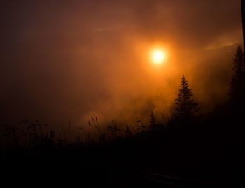 Silhouette trees against sky during sunset