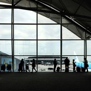 People standing in modern building