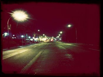 Light trails on road at night