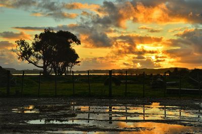 Scenic view of landscape against cloudy sky