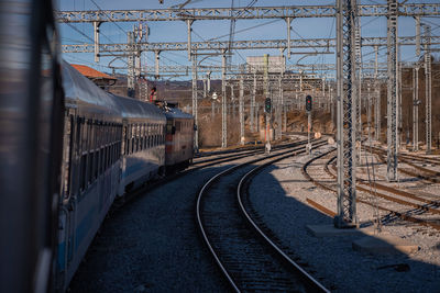 Train on railroad station