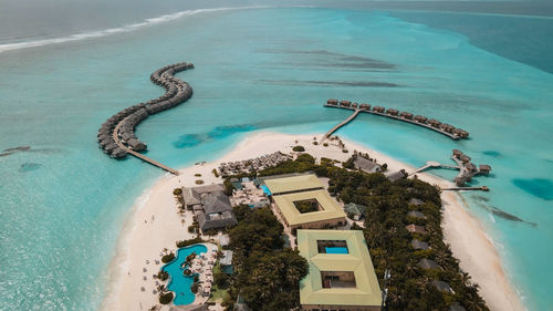 High angle view of sea in maldives islands