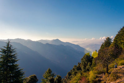 Scenic view of mountains against clear sky