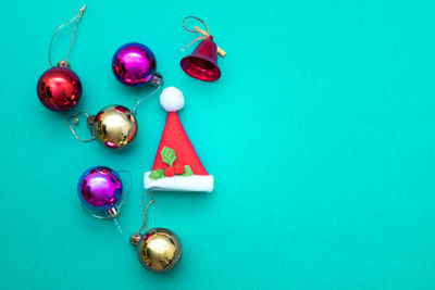 High angle view of christmas decoration on table