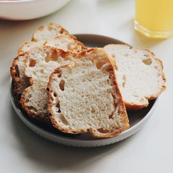 High angle view of bread in plate