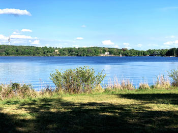 Scenic view of lake against sky