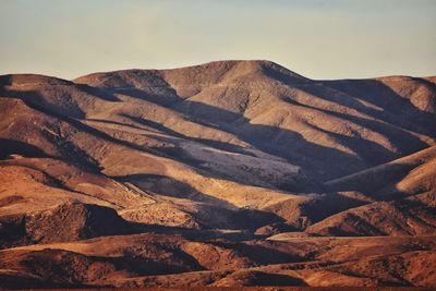 Volcanic mountains landscape on fuerteventura canary island in spain