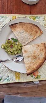 High angle view of food on table