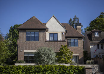 Low angle view of building against clear sky