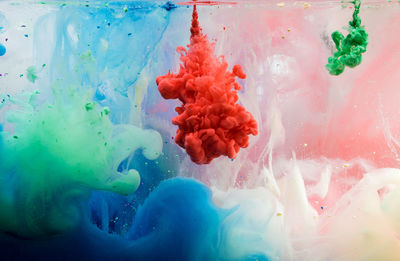 Close-up of colorful ink in water