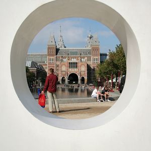 People in front of building