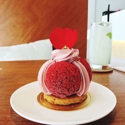 Close-up of sweet food in plate on table