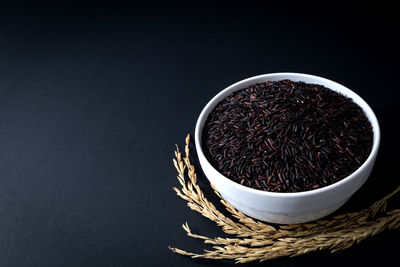 High angle view of coffee on table against black background