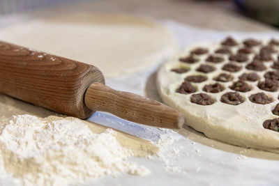 Pelmeni dumplings making ravioli cooking at home