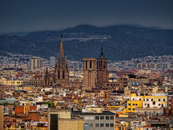 High angle view of buildings in city