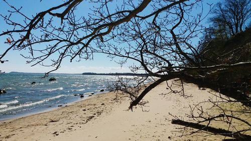 Scenic view of sea against clear sky