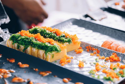 Close-up of food on tray