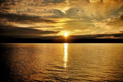 View of sea against sky during sunset