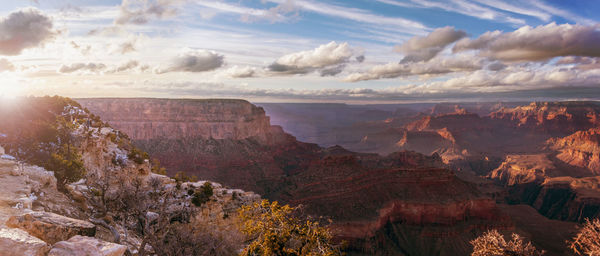 Scenic view of landscape against cloudy sky