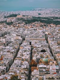 High angle view of buildings in city