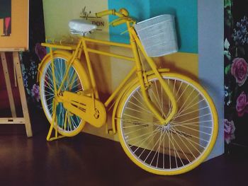 Close-up of yellow toys on table