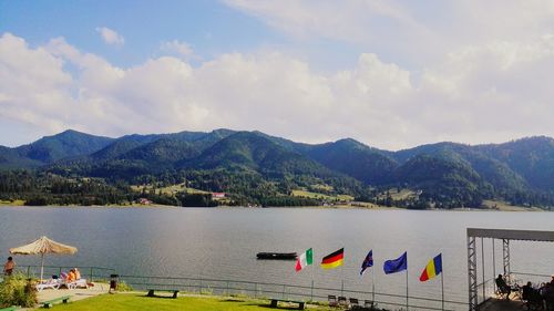 Scenic view of sea against cloudy sky