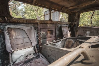 Interior of abandoned vehicle