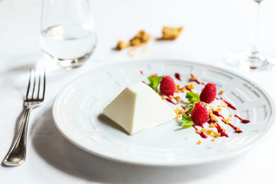 Close-up of fruit salad in plate on table