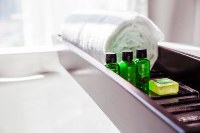 Close-up of objects on table