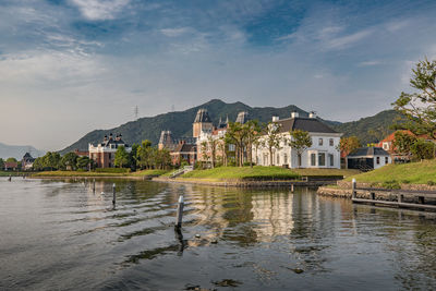 Scenic view of lake against sky