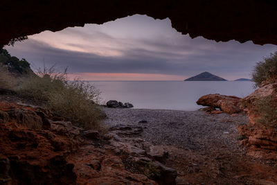 Scenic view of sea against sky during sunset