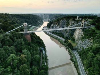 High angle view of bridge over river