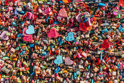 Full frame shot of colorful padlocks