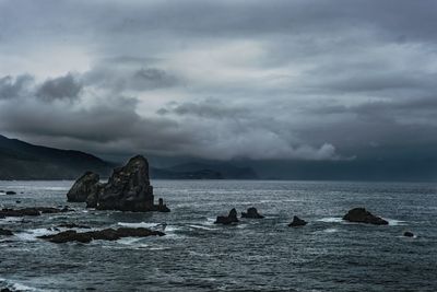 Rocks on sea against sky