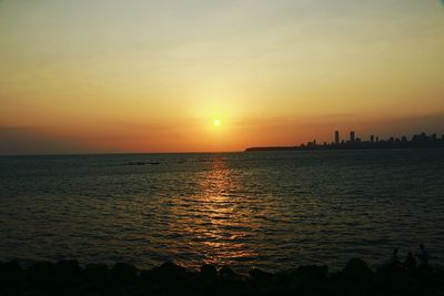 Scenic view of sea at sunset