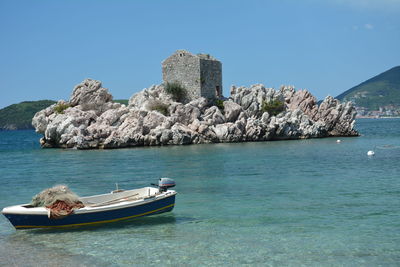 Scenic view of sea against clear sky