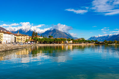 The town of domaso, on lake como, on an autumn day.