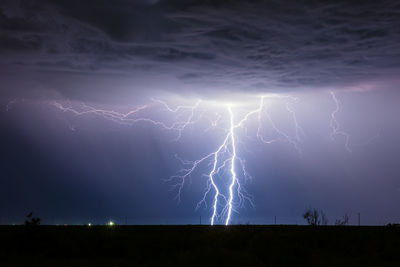 Lightning strike in a thunderstorm near hobbs, new mexico.