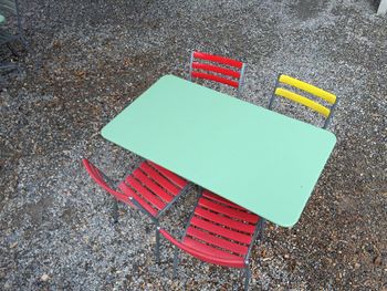 Road sign against blue sky
