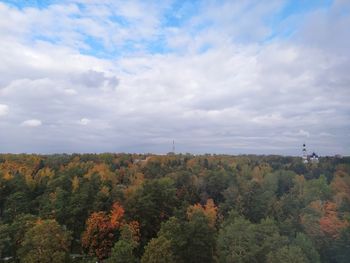 Scenic view of trees against sky during autumn