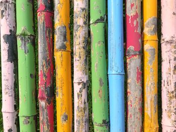 Full frame shot of multi colored wooden fence
