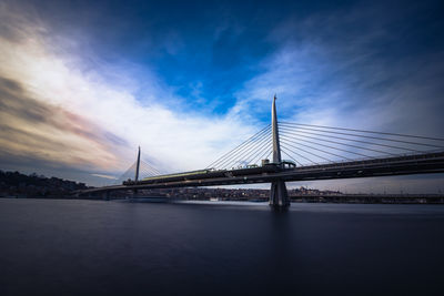 Long exposure shot of halic metro bridge in istanbul.