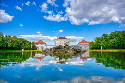 Reflection of buildings in lake