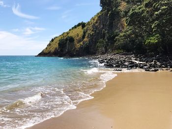 Scenic view of beach against sky